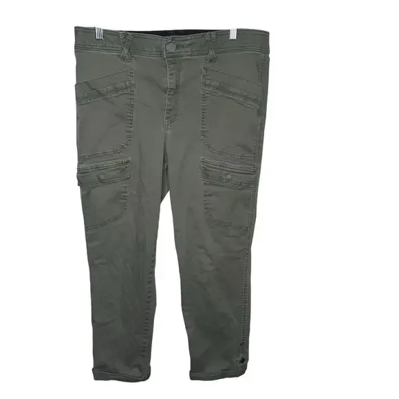 Democracy Absolution Cargo Pants Size 12 Olive Green Utility Stretch Casual - Picture 1 of 10